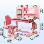 Children Study Table Chair Set with Sitting Corrector Height Adjustable Kids Study Desk Chair Set with Book Stand Foot Pedal 6