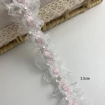 1 Yard Lolita lace Lvory Bead Ruffled Lace Fabric Edging Satin Ribbon DIY Clothing Curtains Furniture Decorations 3.5cm Wide 6