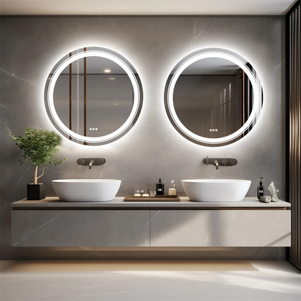 LUVODI Round Smart Mirror Bathroom Illuminate Waterproof Wash Basin Shower Vanity Mirror with Touch Screen LUVODI Round Smart Mirror Bathroom Illuminate Waterproof Wash Basin Shower Vanity Mirror with Touch Screen
