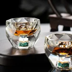1PC 50ML Shot Glasses Diamond Faceted Double Bottom Crystal Glass Cup for Whiskey Espresso Tea Cup Bar Light Luxury Drinkware 2