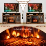 Electric Fireplace TV Stand for TVs Up to 55 Inches, 18-Inch Fireplace Insert with Remote, Overheat Protection,, Customized 5