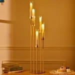 10PCS Gold Floor Candelabra,5 Arm Candle Holder Tall Floor Candle Holder with Acrylic Lampshade for Wedding Table Birthday Party 2