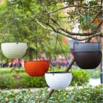 New Plastic Imitation Weaving Flower Pot Self Absorbent Outdoor Hydroponic Flowerpot Garden Decoration Hanging Flower Basket 3