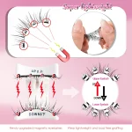 Magnetic Eyelashes 1/2 Pairs Handmade 3D Mink Lashes Reusable False Eyelashes Set Natural Long Fake Eyelash Makeup Tweezers Tool 3
