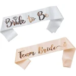 1Set Rose Gold Team Bride To Be Satin Sash Bachelorette Party Decoration Girls Hen Party Wedding Bridal Shower Decor Supplies 2