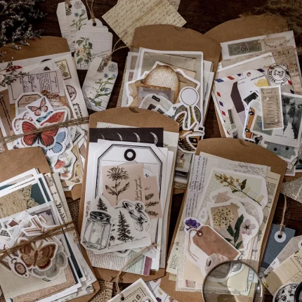 Retro Vintage Scrapbooking Kit Kraft Paper Card Tag Rope Material Scrapbook Sets for Journaling Handiwork Hobby Decoration
