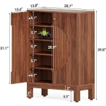 LITTLE TREE 5-Tier Shoe Cabinet, Adjustable Height Shelves, 39.8" Tall Farmhouse Style Shoe Organizer for Living Room, Entryway 2