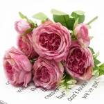 1 Bundle 5 Forks 9 Heads Artificial Peony Bouquet Home Decor Wedding Diy Festival Outdoor Furnishings Scrapbooking Bonsai Gifts