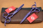 Purple Dragon 5.5'' Hairdressing Scissors Japan 440C Barber Cutting Scissors Thinning Shears Hair Scissors Dropshipping Z1010 3