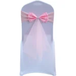 Wedding Decoration Elegant Ready Made Bow Tie Spandex Chair Sashes with Organza Long Tail Birthday Holiday Celebration 6