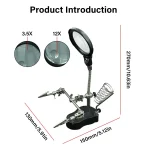 Welding Magnifying Glass LED Light Auxiliary Clip loupe Magnifier 3 In1 Hand Soldering Solder Iron Stand Holder Station 5