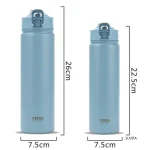 TYESO 600ML/750ML Thermos Water Bottle With Straw Stainless Steel Car Thermal Sports Cup Keeps Cold and Heat Thermal Travel Mug 6