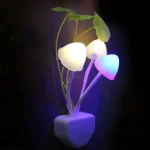 Novelty Mushroom Fungus Night Light EU & US Plug Light Sensor 220V 3 LED Colorful Mushroom Lamp Led Night Lights 4
