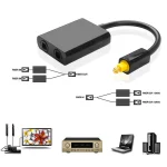 Toslink Splitter 1 in 2 Out Optical Audio Splitter Cable Digital Optical Cable SPDIF Optical Audio Distributor For Multimedia 4