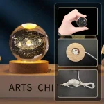 Unique 3D Crystal Ball Night Light Led Lamp Bedside Table Glowing Galaxy Lamp Saturn Planets Moon Children Birthday Gift Toy 5cm 2