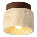 Led Ceiling Lamp Surface Mounted Downlight Japanese Style Stone Wood Light Round 110V220V For Living Room Corridor Porch Balcony 3