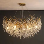 2025 Luxury Gold Crystal LED Chandeliers Living Dining Room Bedroom Lighting Lustre Ceiling Pendant Lamps Indoor Villa Lights Fi 6