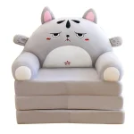 Plush Foldable Kids Sofa Backrest Armchair 2 In 1 Foldable Children Sofa Cute Cartoon Lazy Sofa Children Flip Open Sofa Bed For 3