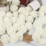 10/20/50Pcs Artificial Foam Rose Flowers PE Fake Flower for Home Room Dceor Wedding Party Halloween Thanksgiving Christmas Decor 3