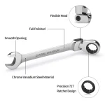 1pc Ratchet Wrench of Keys Spanner Hand Tool 72-Tooth Ratcheting Flexible Head Mirror Finish 5