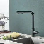 Black Pull Out Kitchen Sink Faucet Flexible 2 Modes Stream & Sprayer Nozzle Faucets Stainless Steel Hot Cold Wate Mixer Tap Deck 4