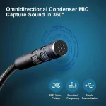 USB Desktop Microphone 3.5mm Omnidirectional PC Laptop Computer Mic for Computer Gaming Recording Chatting Singing Meeting 3