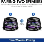 Mini Travel Stereo Speaker Outdoor Magnetic Bluetooth Speaker Wireless Portable with RGB Color Light and Phone Holder for IOS 5