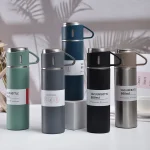500ML Stainless Steel Vacuum Flask Gift Set Office Business Style Thermos Bottle Outdoor Hot Water Thermal Insulation Couple Cup 2