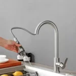 Black  Kitchen Faucet Pull Out Brushed Nickle Stainless Steel Kitchen Mixed Tap Kitchen Sink Tap 2