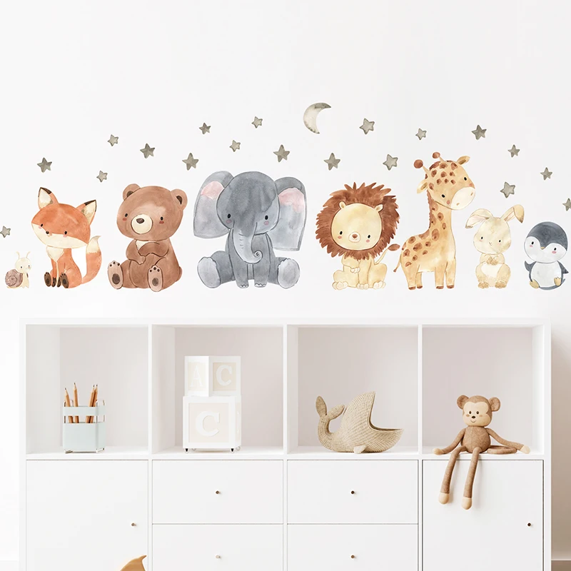 2PC Cartoon Cute Africa Animals Wall Stickers Elephant Giraffe Bear Fox Kids Room Kindergarten Home Decoration 2PC Cartoon Cute Africa Animals Wall Stickers Elephant Giraffe Bear Fox Kids Room Kindergarten Home Decoration
