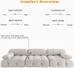 104" Minimalist Modular Sectional Sofas Modern Velvet Convertible Couches 3 Seats Living Room Sofa Sets for Office Apartment 4