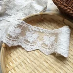 1Yard White Black Beige Flower Lace Fabric for Crafts Sewing Bridal Wedding Dress Applique Decoration 8CM Wide 2