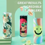 HTVRONT 8 Pack 20 OZ Sublimation Tumbler Blanks Skinny Straight in Bulk, Stainless Steel Insulated Sublimation Tumbler 2
