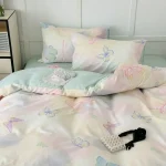 Pink Floral Bedding Set Soft Ins Single Double Queen Size Duvet Cover Flat Sheet Pillowcase Girls Home Totel Bed Linens 5