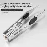 1pcs Hot Sales Portable Stainless Steel Button Cell Smart Design Eyebrow Hair Remove Tweezer with LED Light Makeup Tool 3