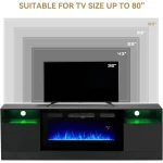 36in Electric Fireplace, LED Light Entertainment Center, Dark Wood Grain TV Stand for TVs up to 80 6