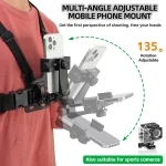 6-in-1 Chest Strap Mount Phone Clip Holder For iPhone Samsung Huawei Smartphones GoPro SJCAM AKASO Insta360 Osmo Action Camera 5