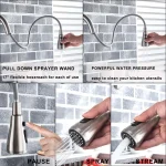 Purification Water Kitchen Faucet Black 360° Rotating Filter Water Faucets Pull Out Sprayer 3 Ways Hot Cold Water Mixer Tap 3