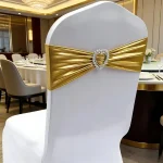 Wedding Decoration Spandex Chair Sash With Love Heart Buckle Stretch Bow Tie For Birthday Party Holiday Festival Celebration 2