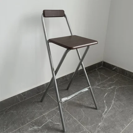 Foldable High Chair Modern Bar Stool with Backrest Creative Counter Stool for Cashier Desk Stable Load-bearing Home Furniture