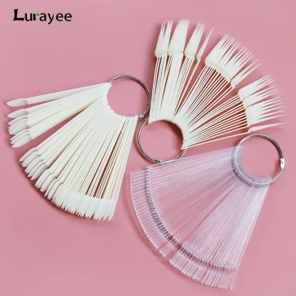 Nail Display Sticks Nail Swatch False Nail Tips Nail Gel Polish Practice Clear Natural Colors Display Board for Nail Art Tools