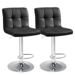 JHK PU Leather Bar Stools Set of 2,Upholstered Counter Height Bar Stools,SGS Certified Gas Gylinder Comfortbale Backrest 6