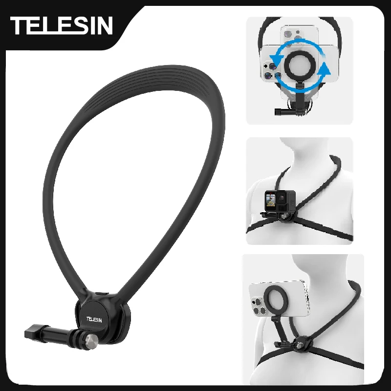 TELESIN Phone Action Camera 2 in 1 Neck Hold Mount for GoPro Insta360 DJI OSMO Action Universal Action Camera Phone Accessories TELESIN Phone Action Camera 2 in 1 Neck Hold Mount for GoPro Insta360 DJI OSMO Action Universal Action Camera Phone Accessories