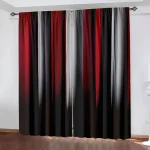2pcs Gradient Color Curtains, Red Black Grey Ombre Pattern, Modern Style Living Room Bedroom Decor, with Rod Pocket 5