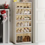 Home dust-proof shoe cabinet, no installation required, foldable transparent folding shoe box, large capacity shoe storage box 4