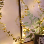 1PC 2M 20LED Golden Tiny Leaves Fairy Light Battery Powerd Led Copper Wire String Lights for Wedding Home Party DIY Xmas Decor 5