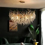 2025 Luxury Gold Crystal LED Chandeliers Living Dining Room Bedroom Lighting Lustre Ceiling Pendant Lamps Indoor Villa Lights Fi 4