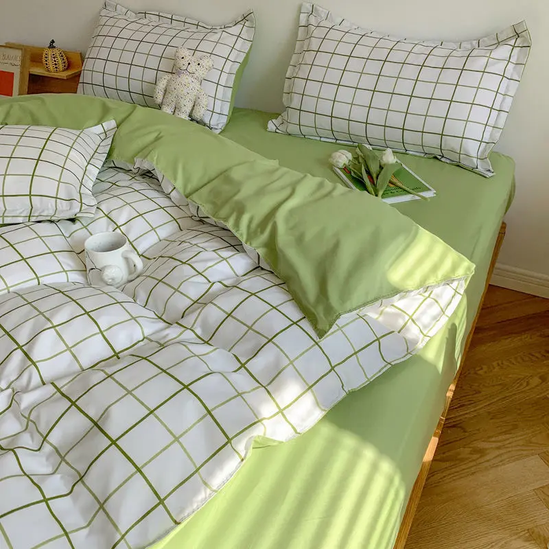 Ins Simple Style Duvet Cover Set with Pillowcases Flat Sheet No Comforter Grey Boys Girls Bedding Kit Single Twin Bed Linens Ins Simple Style Duvet Cover Set with Pillowcases Flat Sheet No Comforter Grey Boys Girls Bedding Kit Single Twin Bed Linens