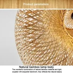 40/60/80cm Bamboo Weaving Chandelier Unique Home Decor LED Pendant Light Handmade Vintage Ceiling Lamp for Dining Living Room 6