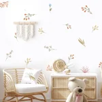Boho Flowers Wall Stickers Child Watercolor Bedroom Living Room Home Decor Art Eco-frienly Removable Decals PVC Murals 6